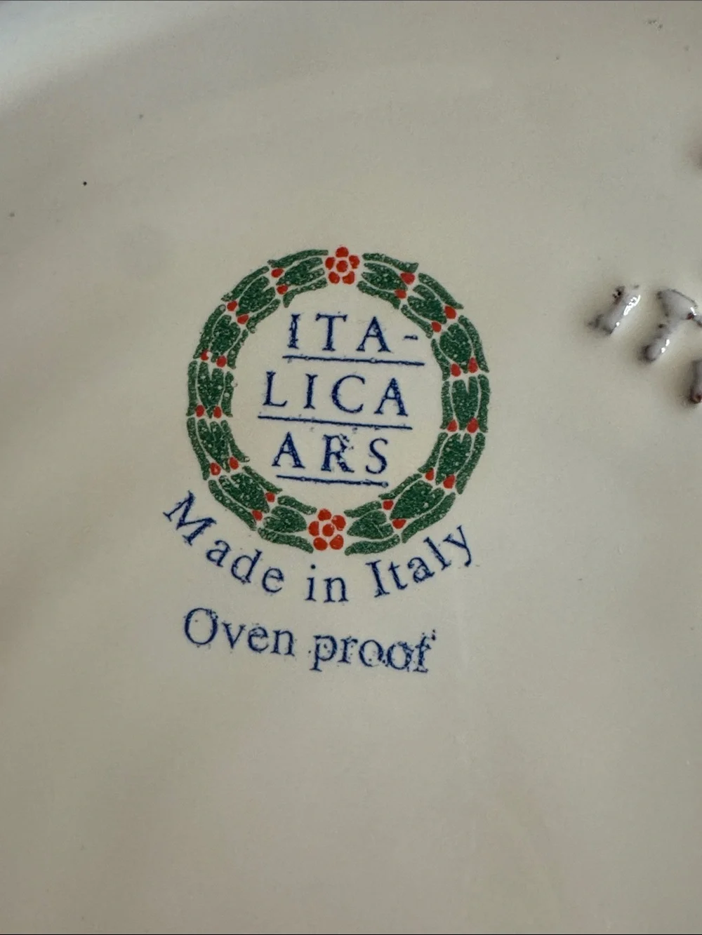 Vintage Italica Ars Hand Painted Cream Red Green Bowl.Made in Italy.Olive Branch